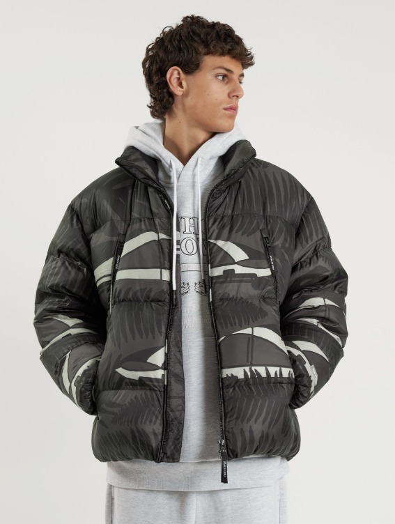 [40%]WHO KNOWS ALL OVER PATTERN RDS PUFFER DOWN JACKET